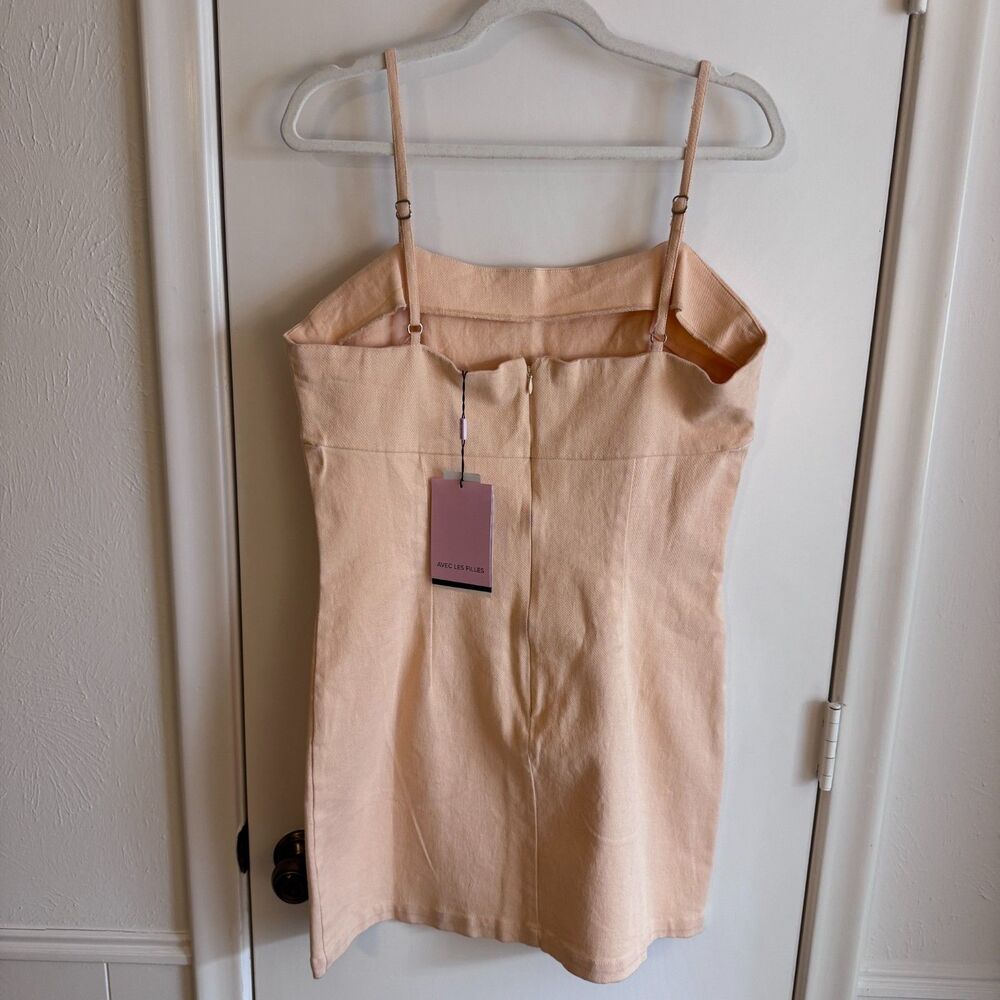 Womens Avec Les Filles 98% Cotton Peach Mini Denim Jean Dress Size 14 NWT - Picture 3 of 5